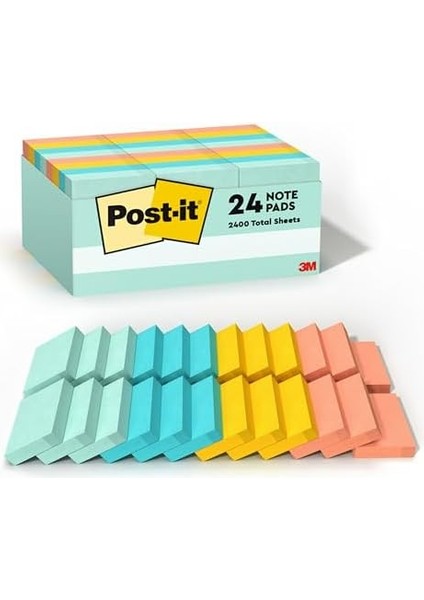 Mini Notlar, 3,8 x 5,1 Cm, 24 Blok, Amerika'n N No. 1 Favorite Sticky Notes, Marseille Collection, Pastel Renkler (Pembe, Nane, Sar), Geri D N T R Lebilir (653-24APVAD) fiyatları