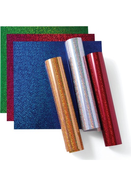 Vinil Kalıcı - Holografik Sparkle Ultimate Sampler, 12 x 12 Vinil Levha ve Yapışkan Folyo, Cricut Makineleri Için Yapışkan Vinil, Uzun Süreli Kendin Yap Projeleri Yaratın (6'lı Paket)