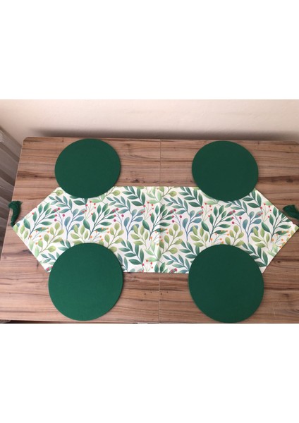 Yeşil Yaprak Desenli Runner & Supla fırsatları