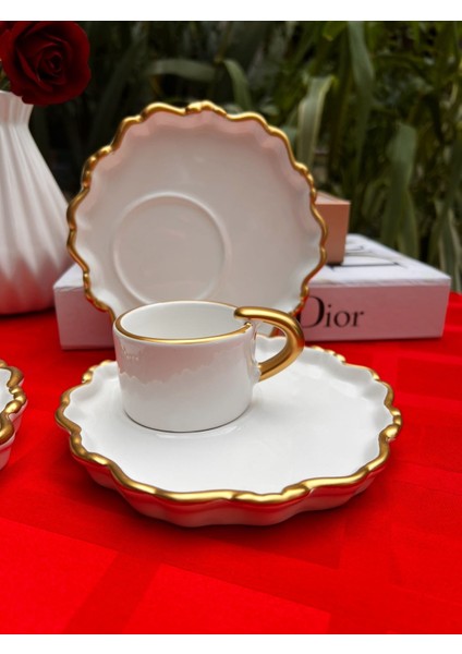 Altın Yaldızlı 6’lı Seramik Kahve Fincan Takımı 90 ml