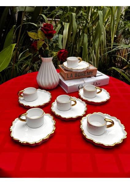 Altın Yaldızlı 6’lı Seramik Kahve Fincan Takımı 90 ml fiyatları