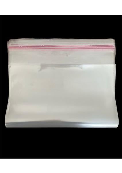 10 Adet 40X60 cm Bantlı Yapışkanlı Şeffaf Opp Jelatin Poşet, Çeyiz Poşeti ( 40X55+5)