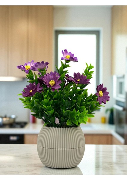 Küçük Yapay Çiçek Dekoratif Masa Süsü 20 cm Mini Masa Üstü Çiçeği Plastik Saksıda Ev Süsleri Hediyelik