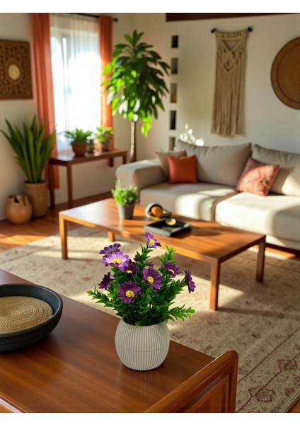 Küçük Yapay Çiçek Dekoratif Masa Süsü 20 cm Mini Masa Üstü Çiçeği Plastik Saksıda Ev Süsleri Hediyelik modelleri
