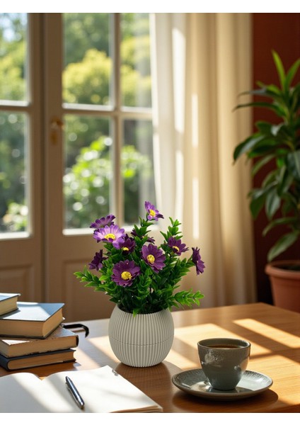 Küçük Yapay Çiçek Dekoratif Masa Süsü 20 cm Mini Masa Üstü Çiçeği Plastik Saksıda Ev Süsleri Hediyelik indirimleri