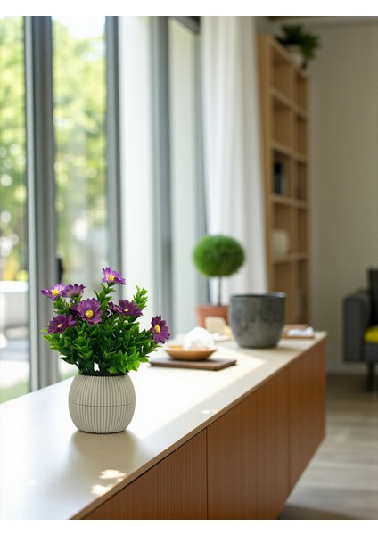 Küçük Yapay Çiçek Dekoratif Masa Süsü 20 cm Mini Masa Üstü Çiçeği Plastik Saksıda Ev Süsleri Hediyelik