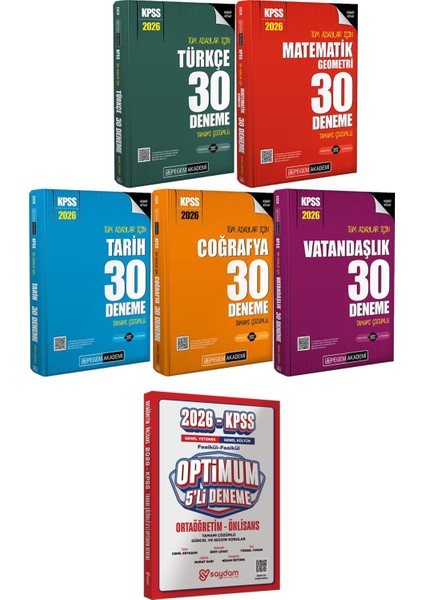 2026 Kpss Türkçe Matematik Tarih Coğrafya Vatandaşlık 30 Deneme - Optimum 5 Deneme