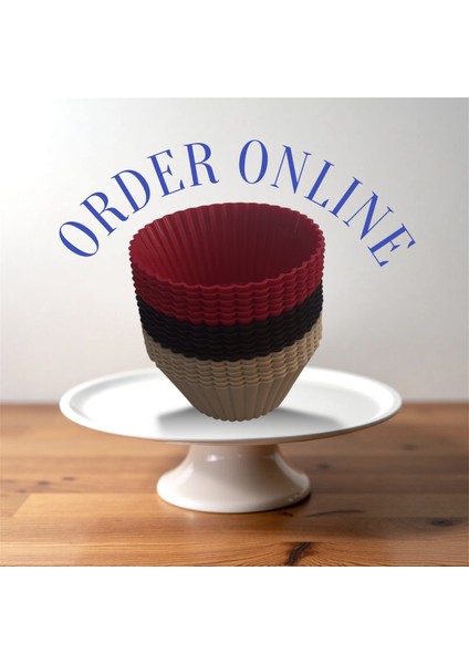 Bybirgül Kırmızı Antrasit Beyaz Silikon Mini Kek ,muffin ,browni Kalıbı 18 Adet ,airfryer Için Uygundur fırsatları