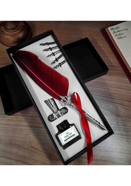 Nostalji Tarz Anı Hatıra Defteri & Taçlı Tüylü Kalem Özel Vip Kutu Şık Zarif Sürpriz Hediyelik Seti fırsatları