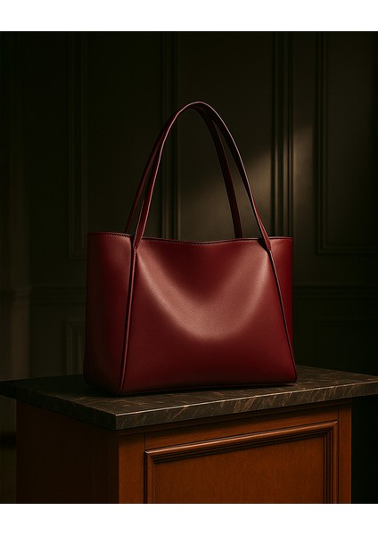 Toronto Çift Saplı Shopper Çanta - Bordo modelleri