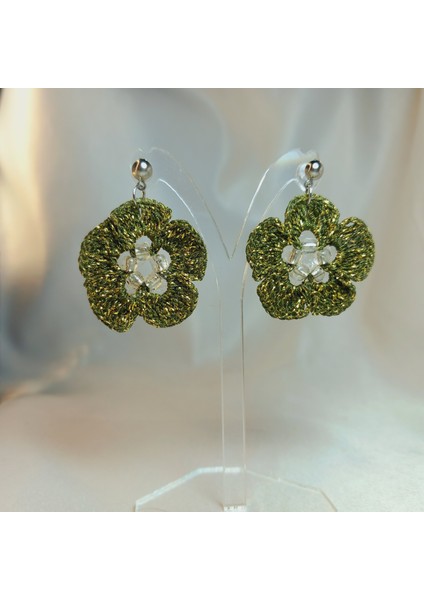 Örgü Çiçek Küpe | El Yapımı, Hafif ve Antialerjik | Yaz Modası Trend Takı | Günlük, Özel Gün ve Hediye Kullanımı | Kadın Aksesuar | Zarif ve Modern Tasarım Küpe Modeli | Kadın Küpe modelleri