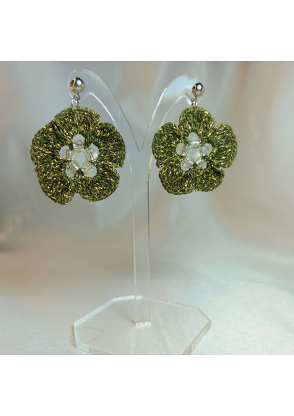 Örgü Çiçek Küpe | El Yapımı, Hafif ve Antialerjik | Yaz Modası Trend Takı | Günlük, Özel Gün ve Hediye Kullanımı | Kadın Aksesuar | Zarif ve Modern Tasarım Küpe Modeli | Kadın Küpe indirimleri