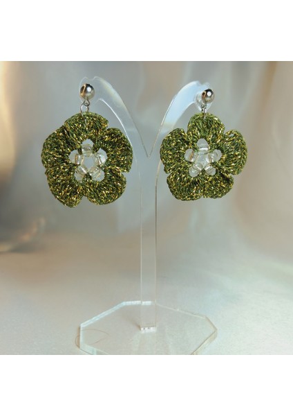 Örgü Çiçek Küpe | El Yapımı, Hafif ve Antialerjik | Yaz Modası Trend Takı | Günlük, Özel Gün ve Hediye Kullanımı | Kadın Aksesuar | Zarif ve Modern Tasarım Küpe Modeli | Kadın Küpe