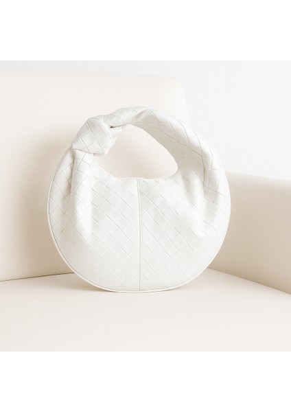 Luna Siyah Örgü Desenli Deri Hobo Çanta – Fermuarlı Lüks Tasarım modelleri