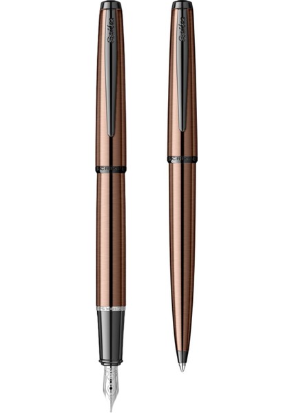 & WizDesign 78MR Dolmakalem + Tükenmez Kalem Ikili Set Rose (Ömür Boyu Garantili - Lüks Kutulu - İsme Özel Tasarım)