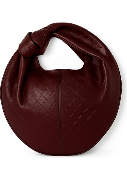 Luna Siyah Örgü Desenli Deri Hobo Çanta – Fermuarlı Lüks Tasarım