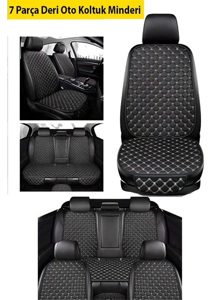 Maserati Quattroporte Uyumlu 7 Parça Siyah Deri Beyaz Dikiş Koltuk Minderi