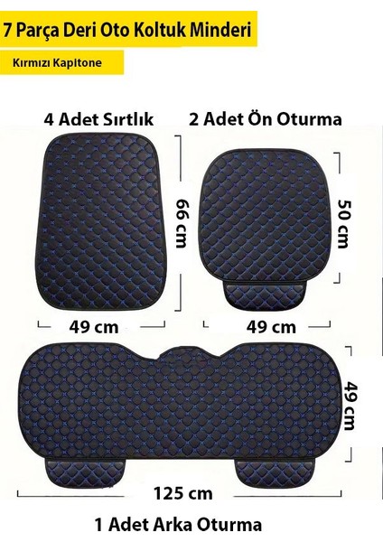 Oto Koltuk Minderi 7 Parça Siyah Deri Mavi Dikiş Koltuk Minderi fiyatları