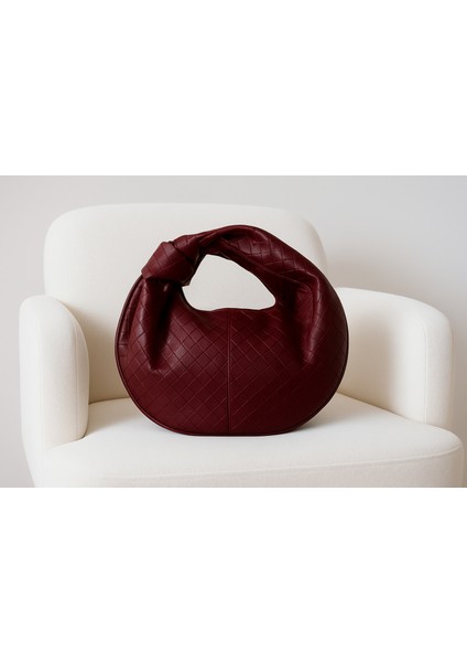 Luna Siyah Örgü Desenli Deri Hobo Çanta – Fermuarlı Lüks Tasarım modelleri