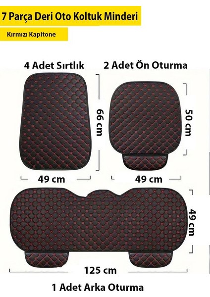 Chrysler Grand Voyager Uyumlu 7 Parça Siyah Deri Kırmızı Dikiş Koltuk Minderi fiyatları