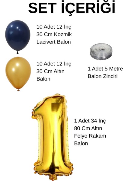 2 Yaş Sarı Lacivert Taraftar Temalı Doğum Günü Seti Altın Kozmik Lacivert Balonlar Altın Folyo Rakam fiyatları