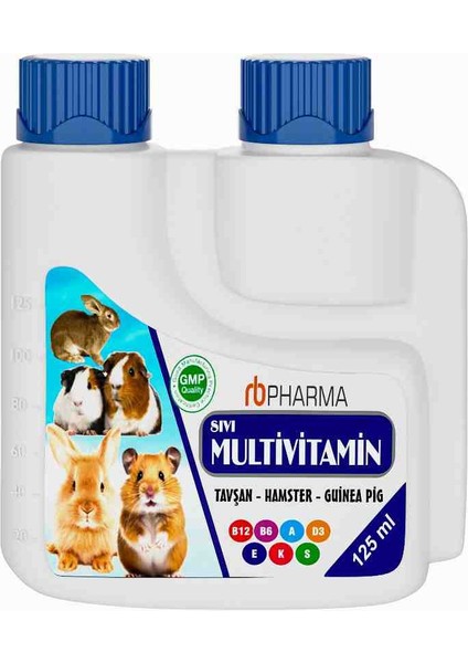 Sıvı Multivitamin Tavşan , Hamster Vb. Kemirgen Için (Tüm Yaş Gruplarında Hızlı Sonuç ) Parlak Tüy ve Gelişim 125 ml