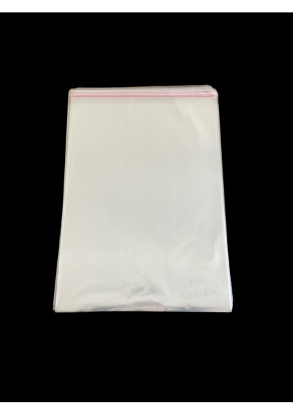 50 Adet 30*45 cm Bantlı Yapışkanlı Şeffaf Opp Jelatin Poşet, Şeffaf Poşet (30X40+5)