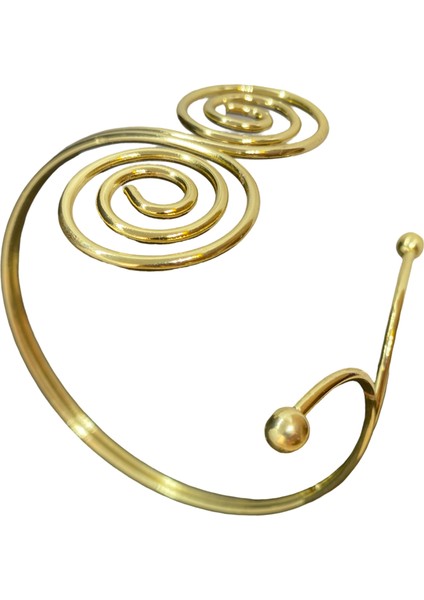 Altın Renk Sarmal Model, Pirinç Materyal, Esnek ve Farklı Pazu Kol Bilekliği