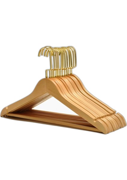 Gold Lama Kancalı Beyaz Ahşap Askı 12LI