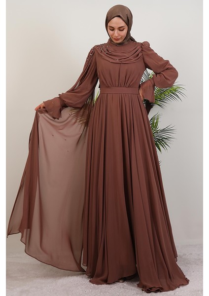 Karanfil Pelerinli Elbise Gülkahve fiyatları