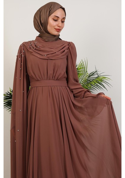 Karanfil Pelerinli Elbise Gülkahve indirimleri