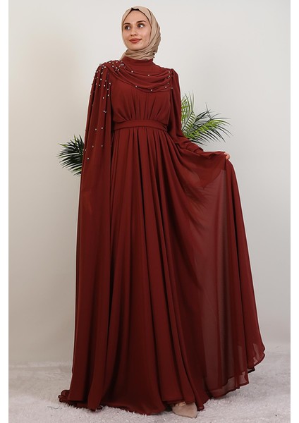 Karanfil Pelerinli Elbise Mercan modelleri