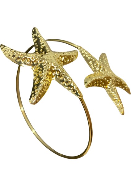 Altın Renk Yıldız Model, Pirinç Materyal, Esnek ve Farklı Pazu Kol Bilekliği