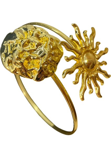 Altın Renk Güneş Model, Pirinç Materyal, Esnek ve Farklı Pazu Kol Bilekliği