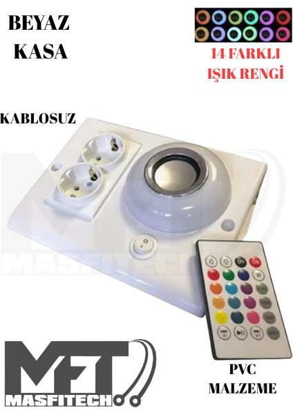 Dolap ve Tezgah Altı Bluetooth Müzik Çalar Prizmatik Venüs Kablolu (Kablo Uzunluğu 2 Metre)