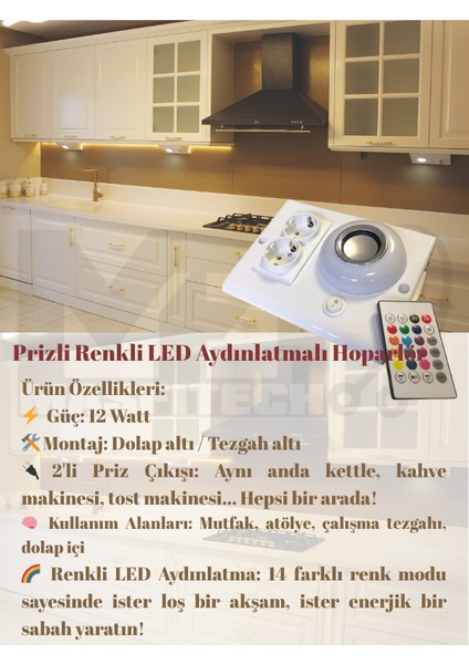 Dolap ve Tezgah Altı Bluetooth Müzik Çalar Prizmatik Venüs Kablolu (Kablo Uzunluğu 2 Metre) fiyatları