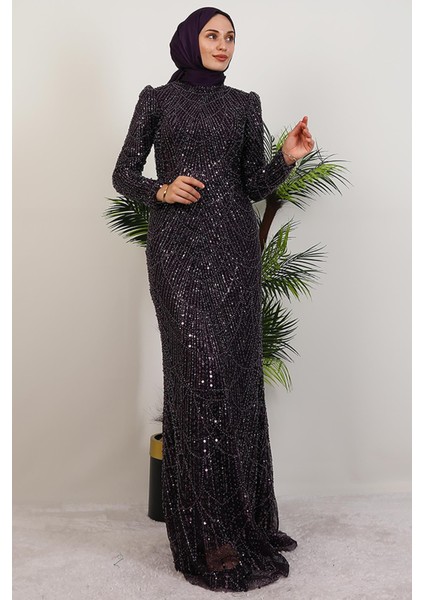 Liona Kalem Abiye Mor modelleri