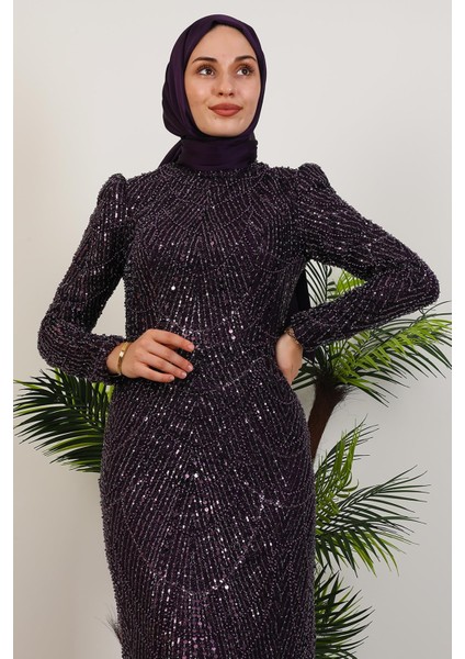 Liona Kalem Abiye Mor indirimleri