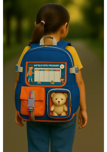 Peluş Oyuncaklı Sevimli Okul Çantası – Ilkokul ve Ortaokul Için Uygun + Ayıcık Hediyeli - Model7