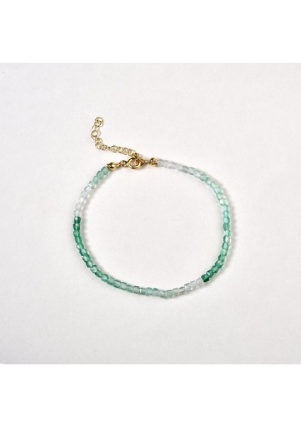 14 Ayar Altın Kaplama Doğal Gölgeli Yeşil Oniks Minimal Gümüş Bileklik - BGS00105 fiyatları