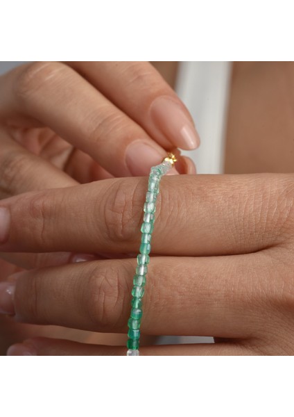 14 Ayar Altın Kaplama Doğal Gölgeli Yeşil Oniks Minimal Gümüş Bileklik - BGS00105 modelleri