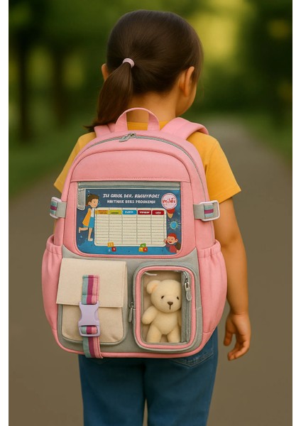 Peluş Oyuncaklı Sevimli Okul Çantası – Ilkokul ve Ortaokul Için Uygun + Ayıcık Hediyeli - Model4