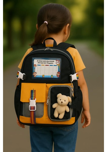 Peluş Oyuncaklı Sevimli Okul Çantası – Ilkokul ve Ortaokul Için Uygun + Ayıcık Hediyeli - Model3