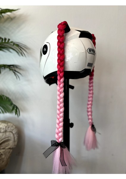 Motor & Motosiklet Pembe Ombreli Çift Örgü Saç Kask Dış Aksesuar fiyatları