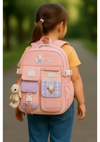 Avşan Figürlü Kız Çocuk Okul Çantası – Ilkokul ve Ortaokul Için Uygun + Tavşan Hediyeli