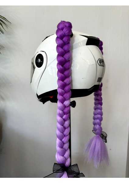 Motor & Motosiklet Lila Ombreli Çift Örgü Saç Kask Dış Aksesuarı modelleri