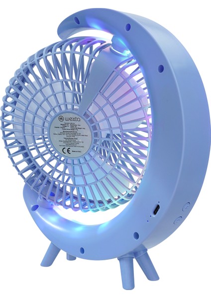 Masaüstü Ev Ofis Soğutucu Pervane Fan Taşınabilir Şarjlı Ev Ofis Vantilatör Rgb'li Döner Başlıklı