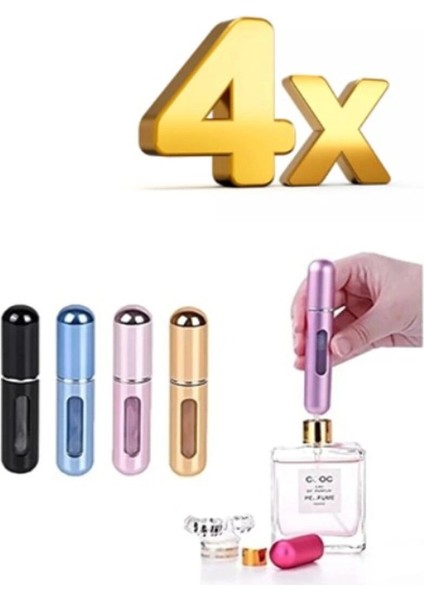 Taşınabilir ve Şık Cep Parfüm Şişesi - 4'lü Set (5 Ml)