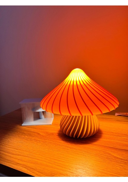 Mantar Şekilli Gece Lambası – Turuncu & Krem | Dekoratif LED Masa Lambası fırsatları