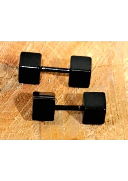 Çelik Küp Siyah Renk Çift Unisex Küpe